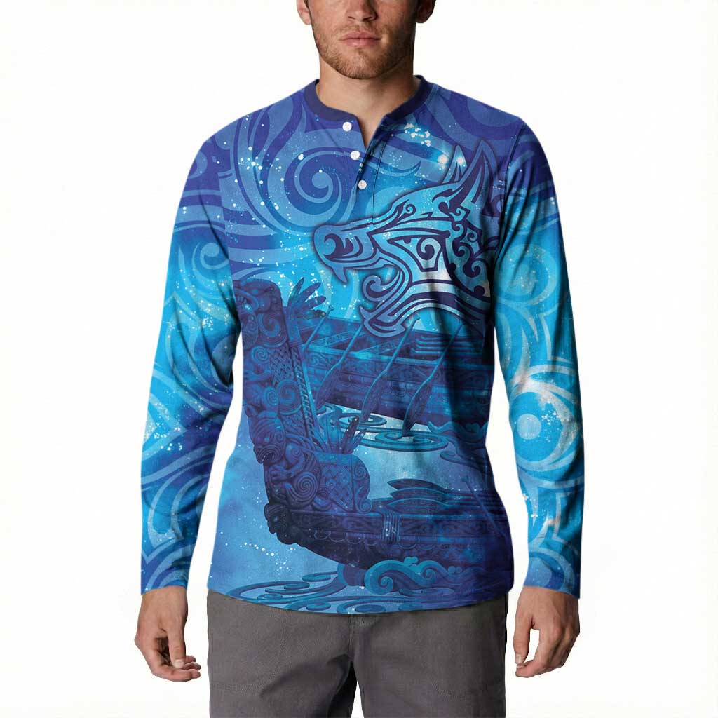 Kuri New Zealand Matariki Button Sweatshirt Aotearoa Dog Waka Maori New Year Galaxy Vibes LT14 - Polynesian Pride