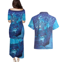 Kuri New Zealand Matariki Couples Matching Puletasi and Hawaiian Shirt Aotearoa Dog Waka Maori New Year Galaxy Vibes LT14 - Polynesian Pride