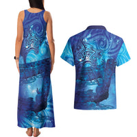 Kuri New Zealand Matariki Couples Matching Tank Maxi Dress and Hawaiian Shirt Aotearoa Dog Waka Maori New Year Galaxy Vibes LT14 - Polynesian Pride