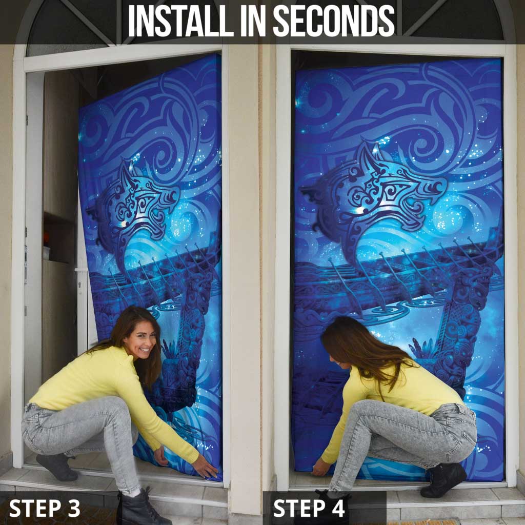 Kuri New Zealand Matariki Door Cover Aotearoa Dog Waka Maori New Year Galaxy Vibes LT14 - Polynesian Pride
