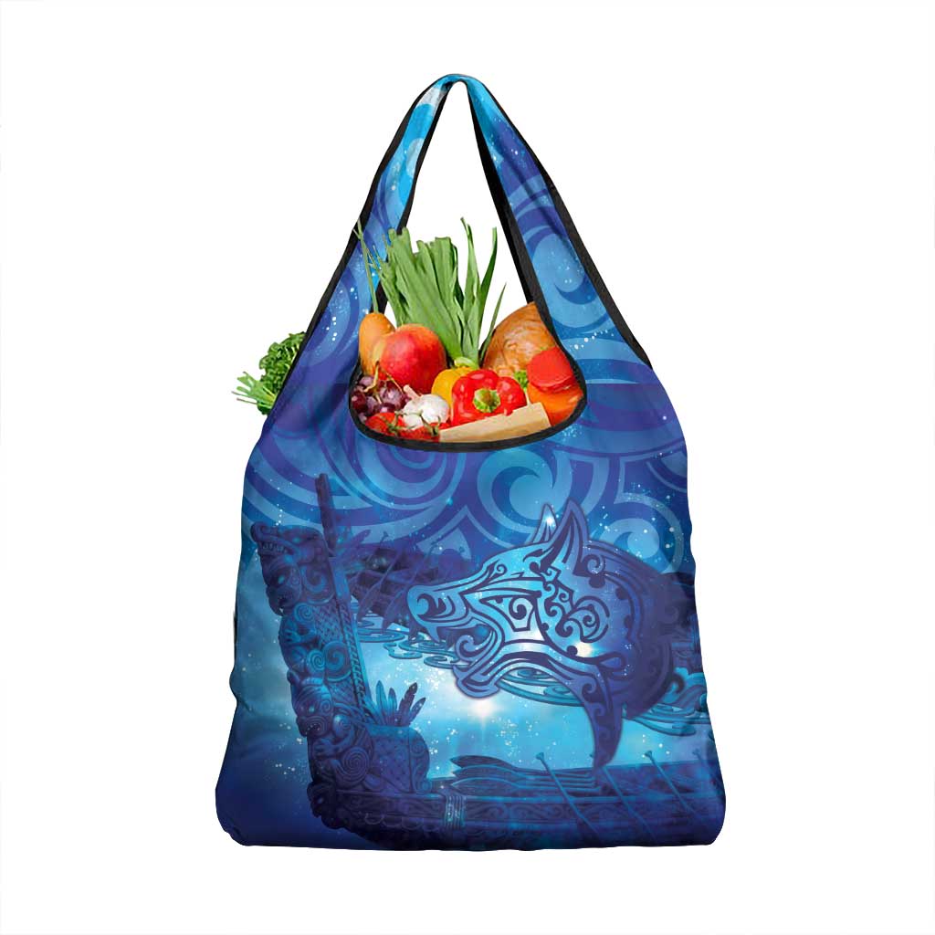 Kuri New Zealand Matariki Grocery Bag Aotearoa Dog Waka Maori New Year Galaxy Vibes LT14 1-pack One Size Blue - Polynesian Pride