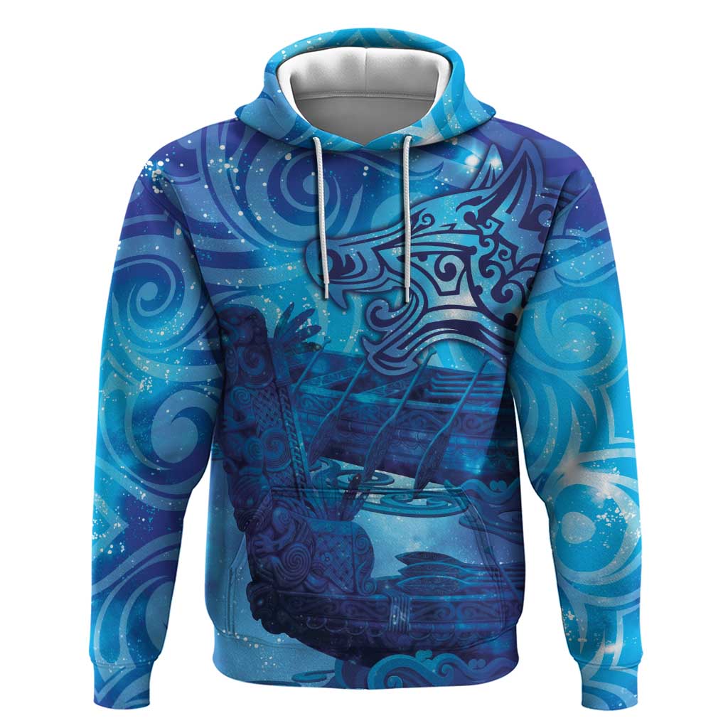 Kuri New Zealand Matariki Hoodie Aotearoa Dog Waka Maori New Year Galaxy Vibes LT14 Pullover Hoodie Blue - Polynesian Pride