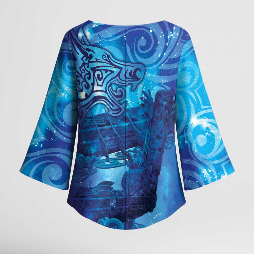 Kuri New Zealand Matariki Kimono Sleeve Blouse Aotearoa Dog Waka Maori New Year Galaxy Vibes LT14 - Polynesian Pride