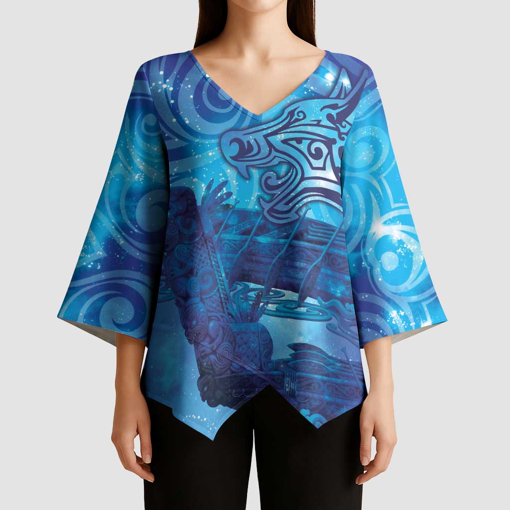 Kuri New Zealand Matariki Kimono Sleeve Blouse Aotearoa Dog Waka Maori New Year Galaxy Vibes LT14 - Polynesian Pride