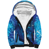 Kuri New Zealand Matariki Sherpa Hoodie Aotearoa Dog Waka Maori New Year Galaxy Vibes LT14 Unisex Blue - Polynesian Pride