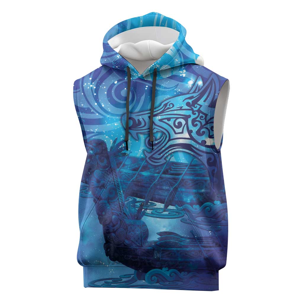 Kuri New Zealand Matariki Sleeveless Hoodie Aotearoa Dog Waka Maori New Year Galaxy Vibes