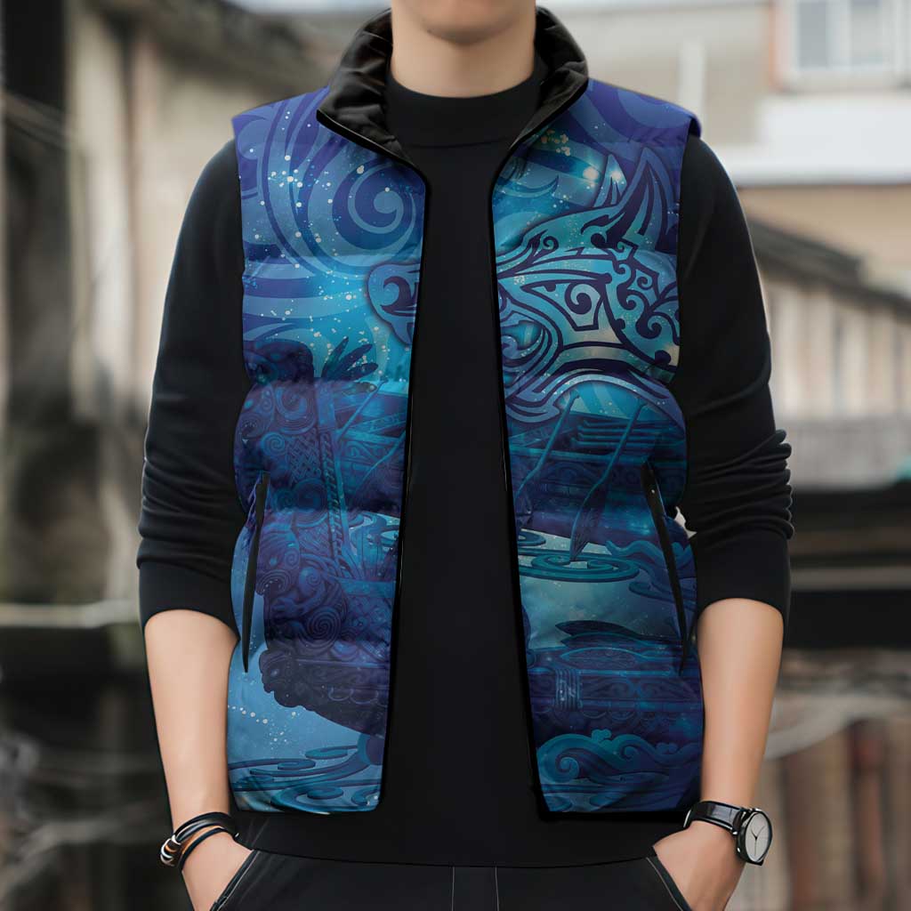 Kuri New Zealand Matariki Sleeveless Puffer Jacket Aotearoa Dog Waka Maori New Year Galaxy Vibes