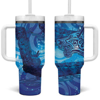 Kuri New Zealand Matariki Tumbler With Handle Aotearoa Dog Waka Maori New Year Galaxy Vibes LT14 One Size: 40 oz Blue - Polynesian Pride