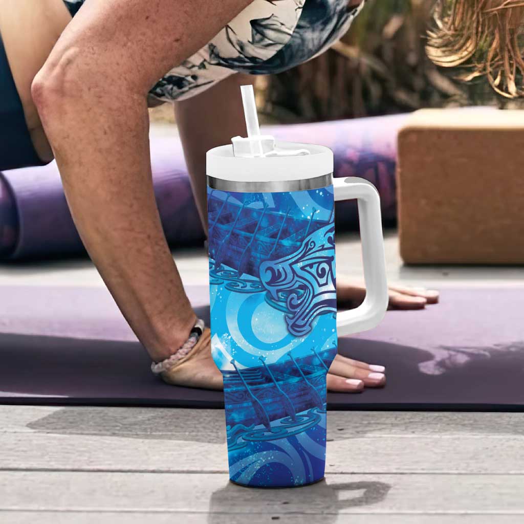 Kuri New Zealand Matariki Tumbler With Handle Aotearoa Dog Waka Maori New Year Galaxy Vibes LT14 - Polynesian Pride