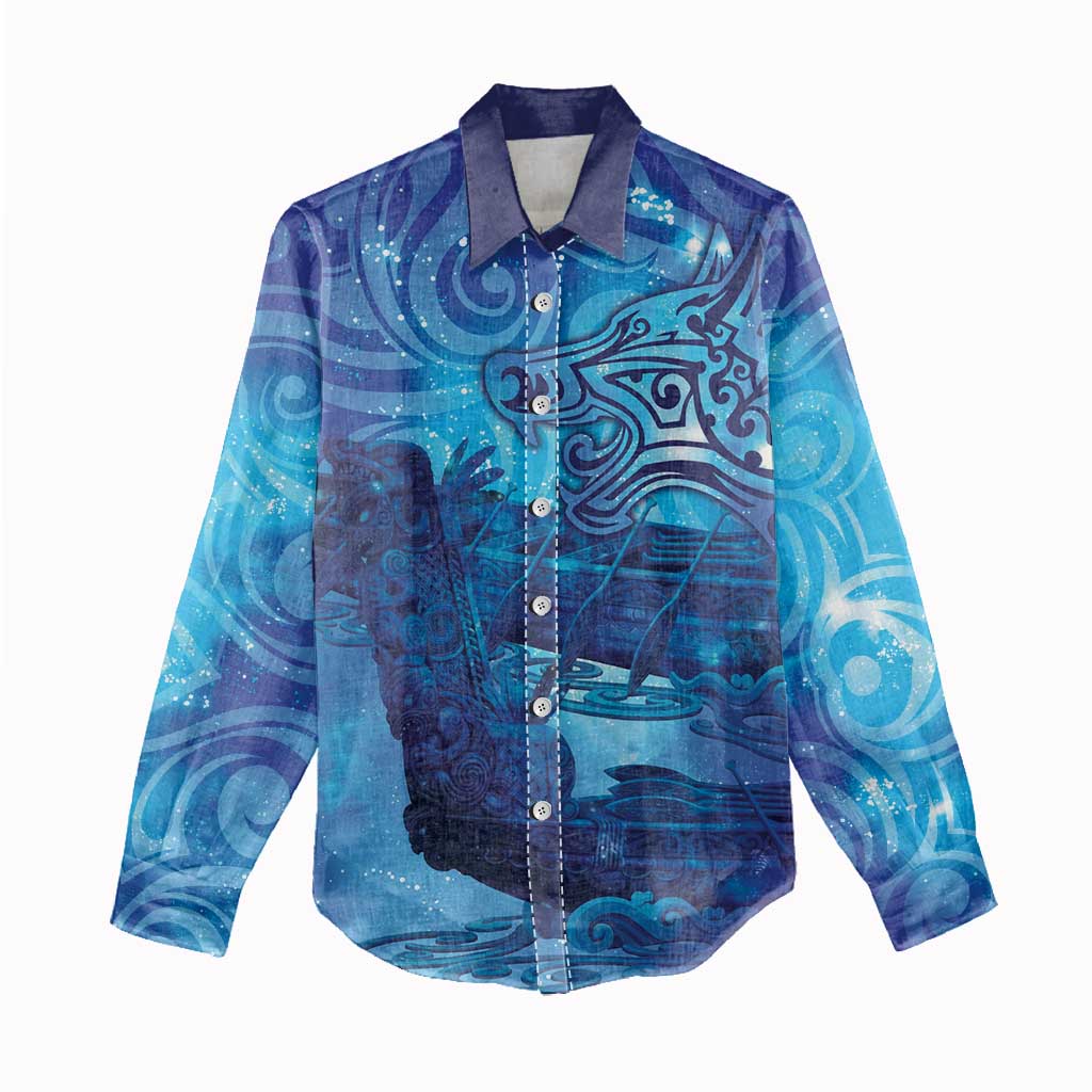 Kuri New Zealand Matariki Women Casual Shirt Aotearoa Dog Waka Maori New Year Galaxy Vibes LT14 - Polynesian Pride
