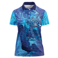 Kuri New Zealand Matariki Women Polo Shirt Aotearoa Dog Waka Maori New Year Galaxy Vibes LT14 Female Blue - Polynesian Pride