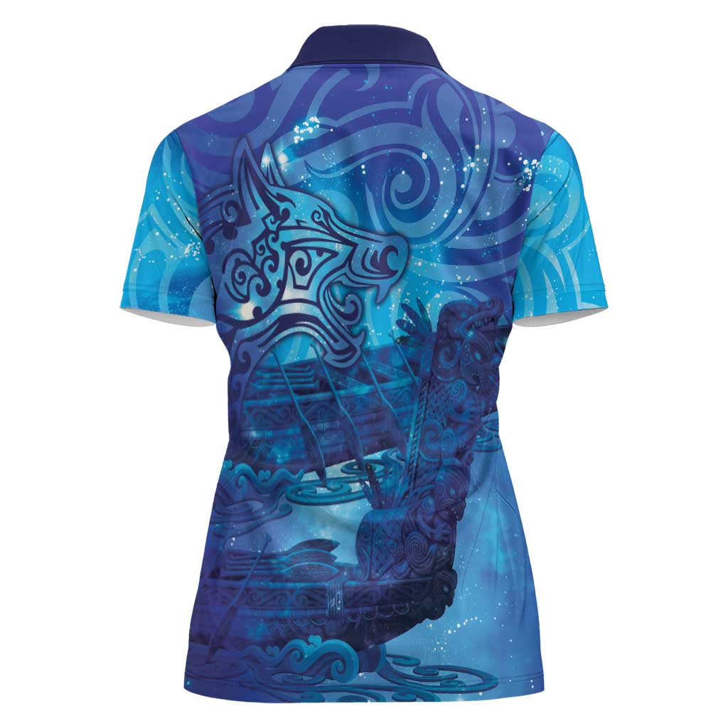 Kuri New Zealand Matariki Women Polo Shirt Aotearoa Dog Waka Maori New Year Galaxy Vibes LT14 - Polynesian Pride