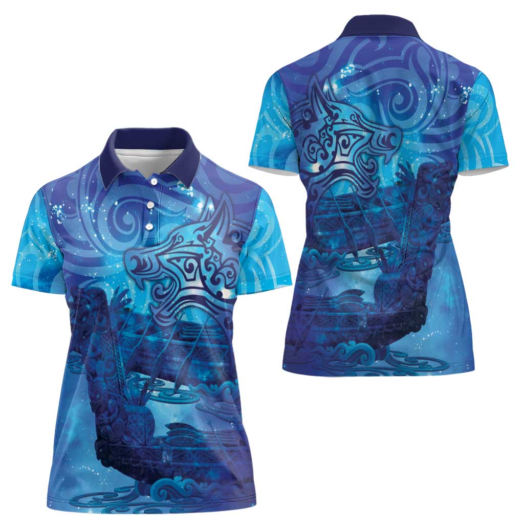 Kuri New Zealand Matariki Women Polo Shirt Aotearoa Dog Waka Maori New Year Galaxy Vibes LT14 - Polynesian Pride