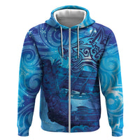 Kuri New Zealand Matariki Zip Hoodie Aotearoa Dog Waka Maori New Year Galaxy Vibes LT14 Zip Hoodie Blue - Polynesian Pride