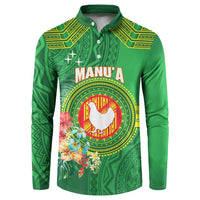 Personalized Manu'a Cession Day Button Sweatshirt Tropical Flowers With Polynesian Pattern