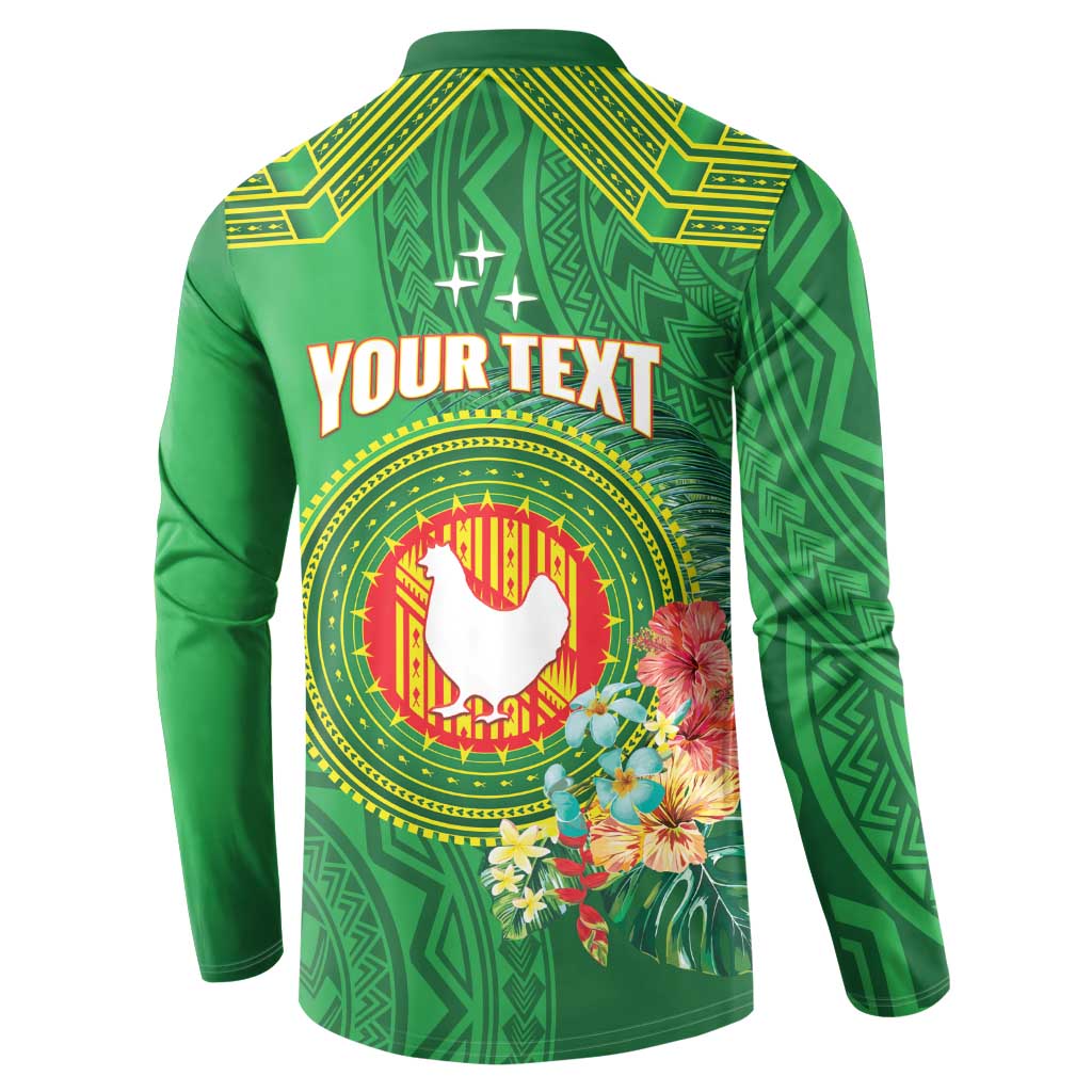 Personalized Manu'a Cession Day Button Sweatshirt Tropical Flowers With Polynesian Pattern