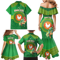 Personalized Manu'a Cession Day Family Matching Mermaid Dress and Hawaiian Shirt Tropical Flowers With Polynesian Pattern