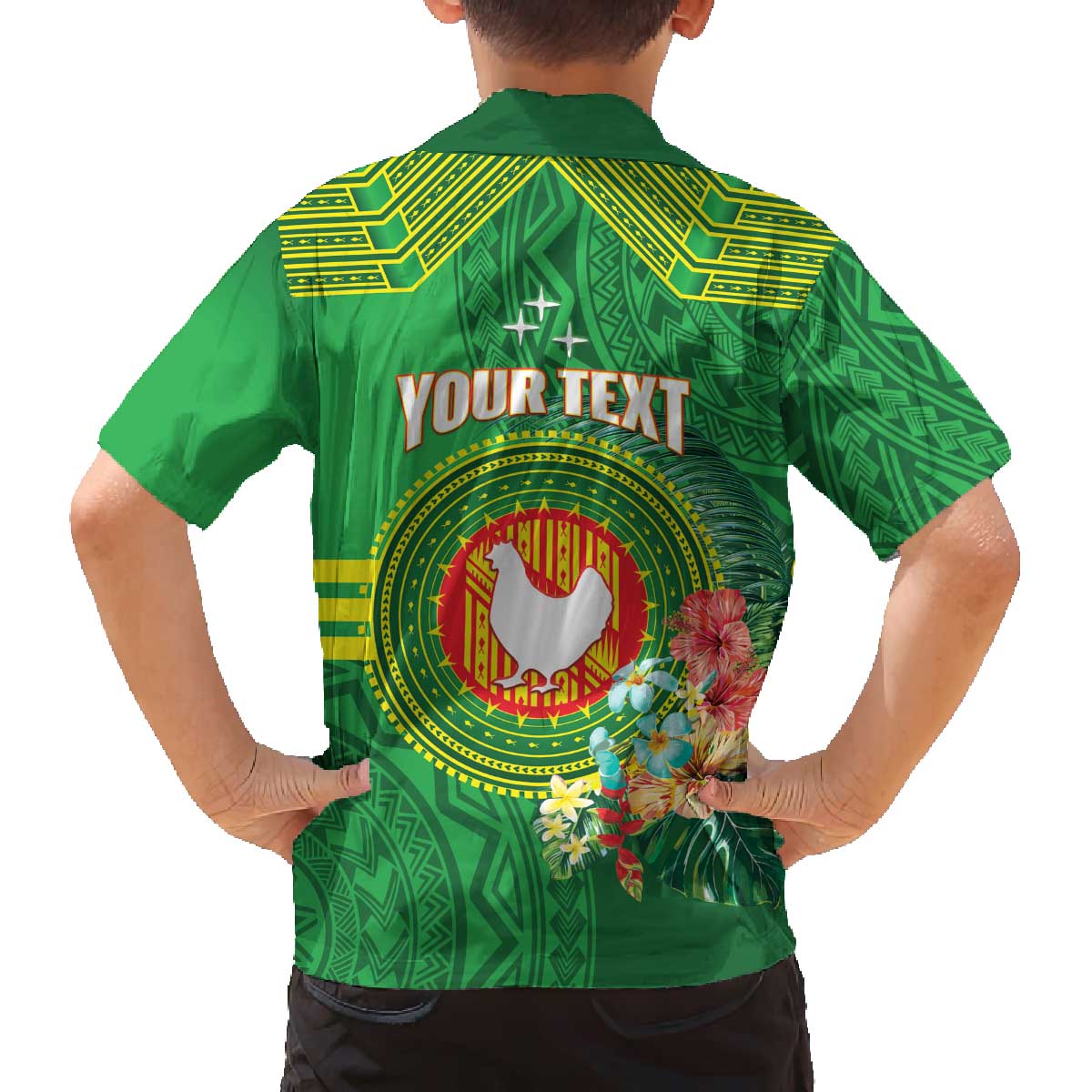 Personalized Manu'a Cession Day Family Matching Off The Shoulder Long Sleeve Dress and Hawaiian Shirt Tropical Flowers With Polynesian Pattern LT14 - Polynesian Pride