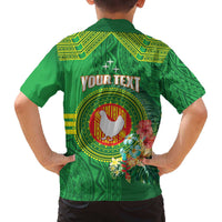 Personalized Manu'a Cession Day Family Matching Off The Shoulder Long Sleeve Dress and Hawaiian Shirt Tropical Flowers With Polynesian Pattern LT14 - Polynesian Pride