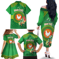 Personalized Manu'a Cession Day Family Matching Off The Shoulder Long Sleeve Dress and Hawaiian Shirt Tropical Flowers With Polynesian Pattern LT14 - Polynesian Pride