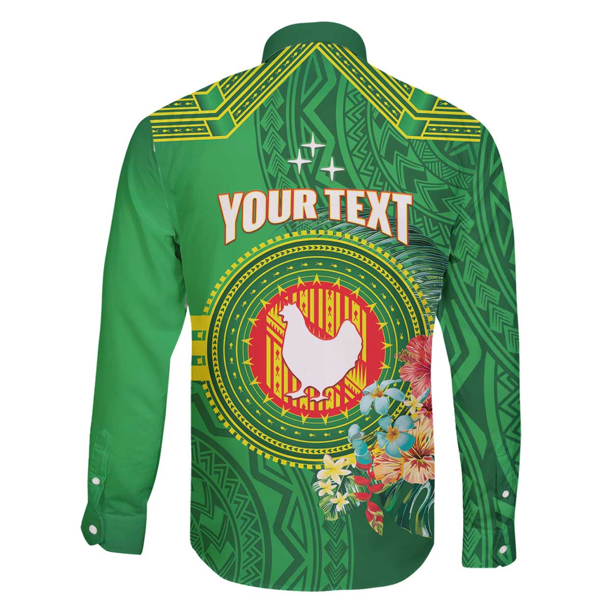 Personalized Manu'a Cession Day Family Matching Off The Shoulder Long Sleeve Dress and Hawaiian Shirt Tropical Flowers With Polynesian Pattern LT14 - Polynesian Pride