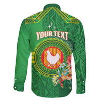 Personalized Manu'a Cession Day Family Matching Off The Shoulder Long Sleeve Dress and Hawaiian Shirt Tropical Flowers With Polynesian Pattern LT14 - Polynesian Pride