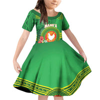 Personalized Manu'a Cession Day Family Matching Off Shoulder Short Dress and Hawaiian Shirt Tropical Flowers With Polynesian Pattern