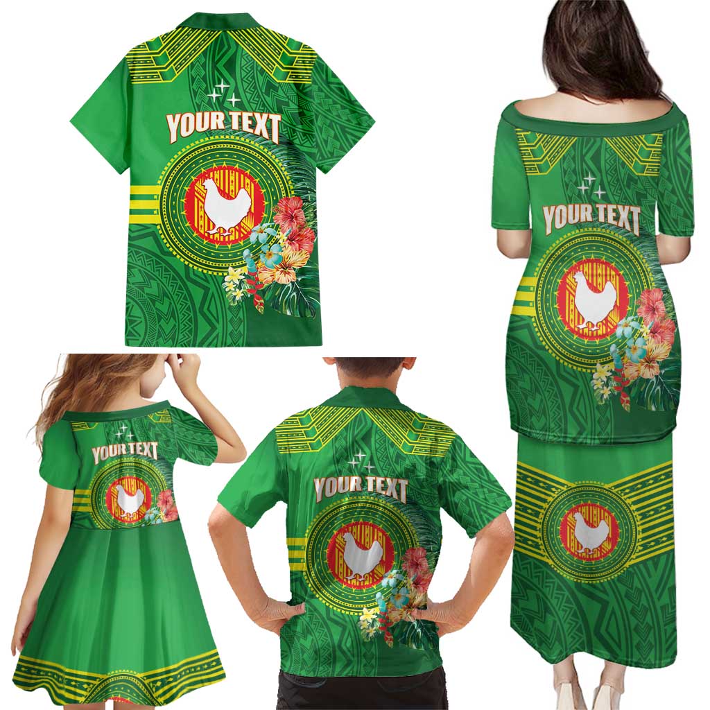 Personalized Manu'a Cession Day Family Matching Puletasi and Hawaiian Shirt Tropical Flowers With Polynesian Pattern