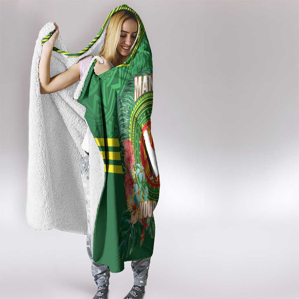 Personalized Manu'a Cession Day Hooded Blanket Tropical Flowers With Polynesian Pattern