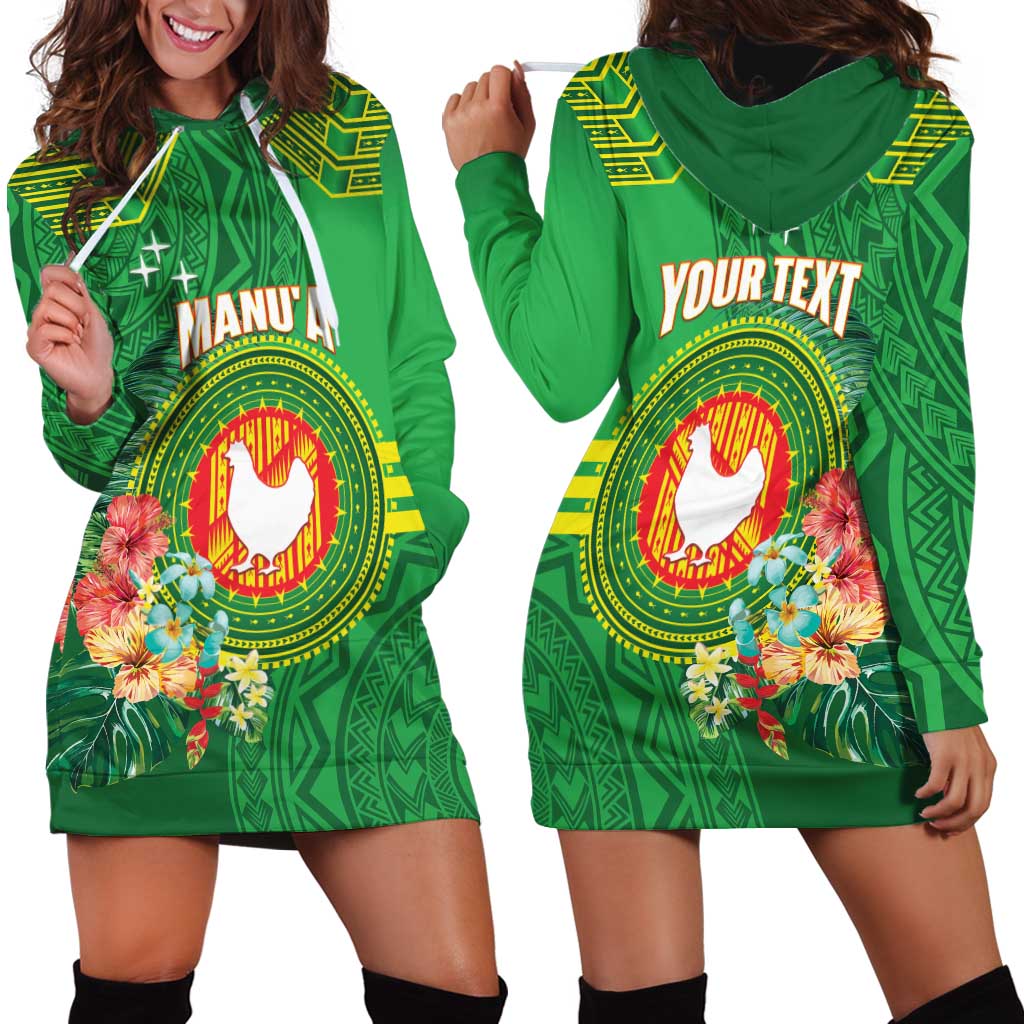 Personalized Manu'a Cession Day Hoodie Dress Tropical Flowers With Polynesian Pattern
