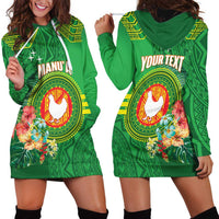 Personalized Manu'a Cession Day Hoodie Dress Tropical Flowers With Polynesian Pattern