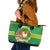 Personalized Manu'a Cession Day Leather Tote Bag Tropical Flowers With Polynesian Pattern