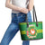 Personalized Manu'a Cession Day Leather Tote Bag Tropical Flowers With Polynesian Pattern