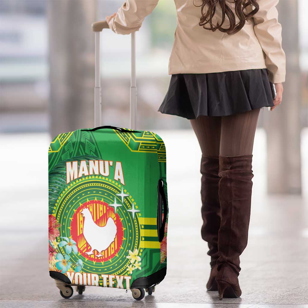 Personalized Manu'a Cession Day Luggage Cover Tropical Flowers With Polynesian Pattern