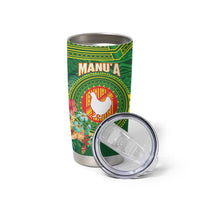 Personalized Manu'a Cession Day Tumbler Cup Tropical Flowers With Polynesian Pattern