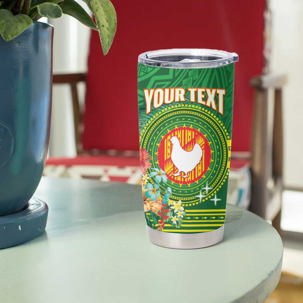 Personalized Manu'a Cession Day Tumbler Cup Tropical Flowers With Polynesian Pattern