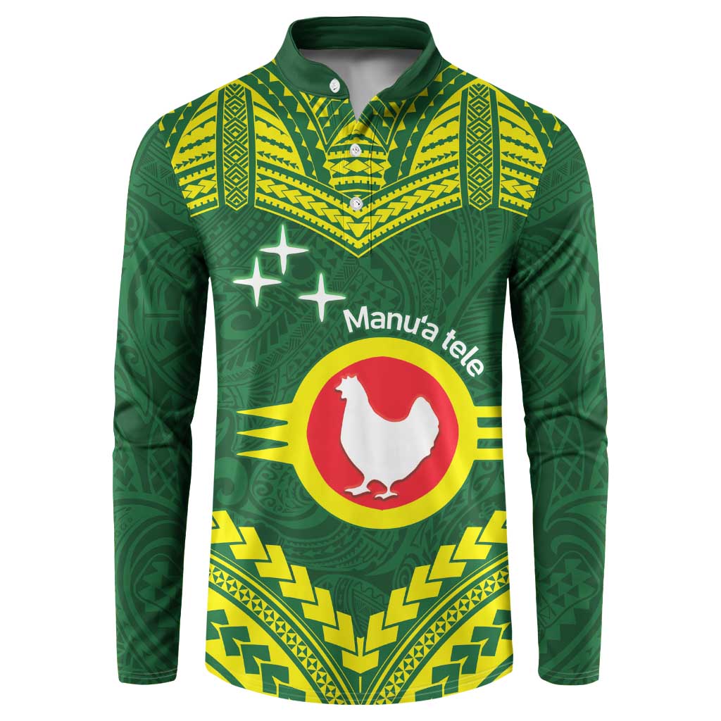 Manu'a Flag Day Button Sweatshirt Polynesian Pattern National Color Proud