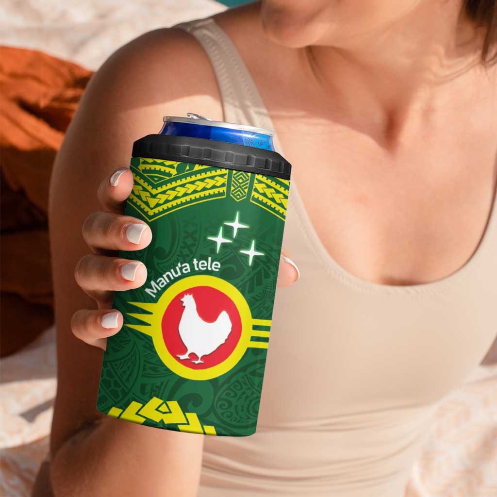 Manu'a Flag Day 4 in 1 Can Cooler Tumbler Polynesian Pattern National Color Proud