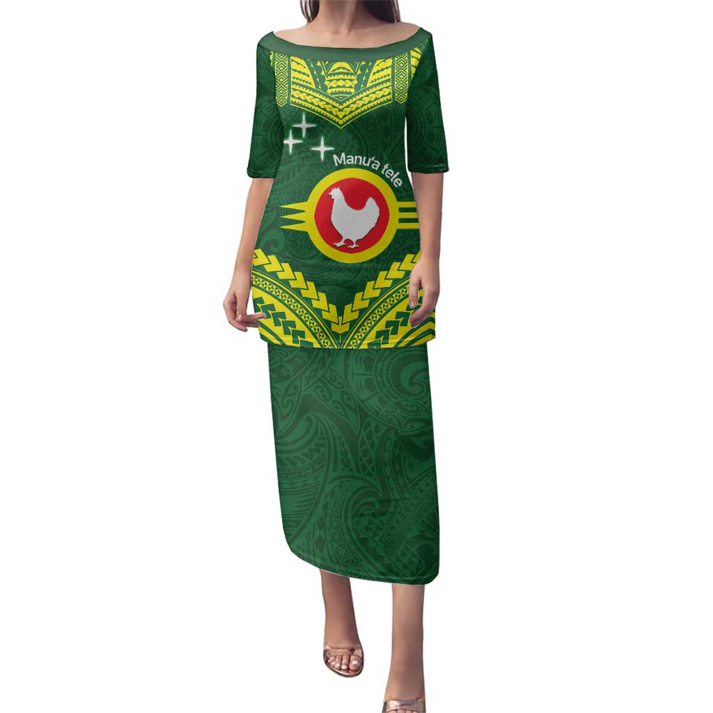 Manu'a Flag Day Family Matching Puletasi and Hawaiian Shirt Polynesian Pattern National Color Proud