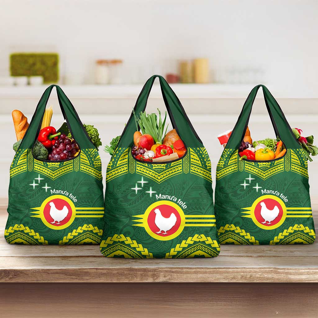 Manu'a Flag Day Grocery Bag Polynesian Pattern National Color Proud