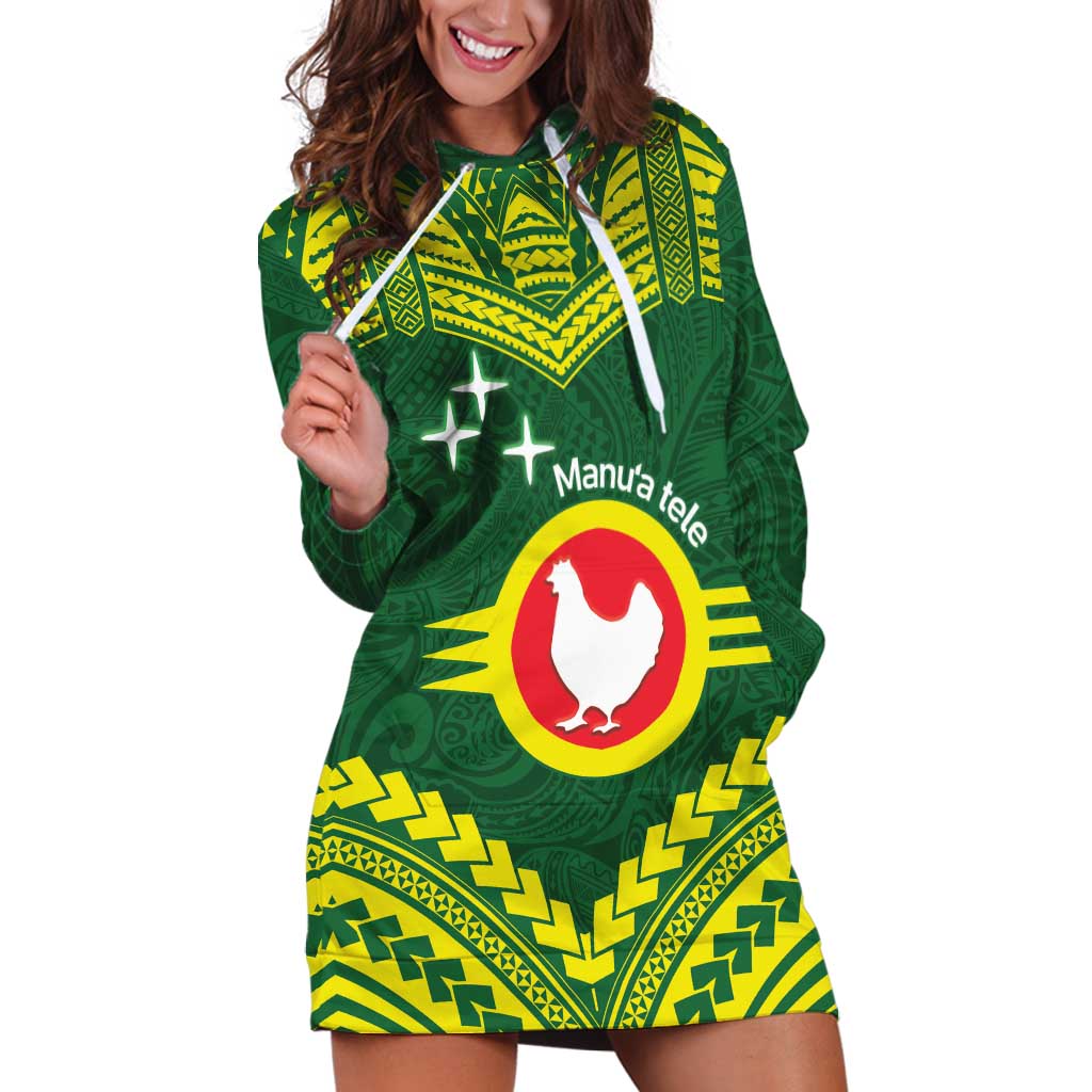 Manu'a Flag Day Hoodie Dress Polynesian Pattern National Color Proud