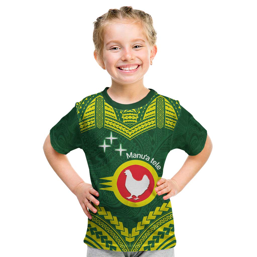 Manu'a Flag Day Kid T Shirt Polynesian Pattern National Color Proud