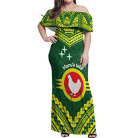 Manu'a Flag Day Off Shoulder Maxi Dress Polynesian Pattern National Color Proud