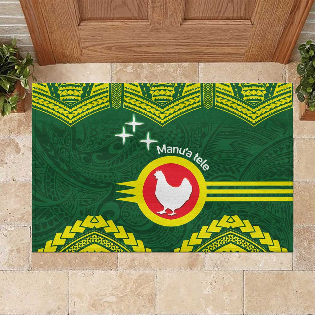 Manu'a Flag Day Rubber Doormat Polynesian Pattern National Color Proud
