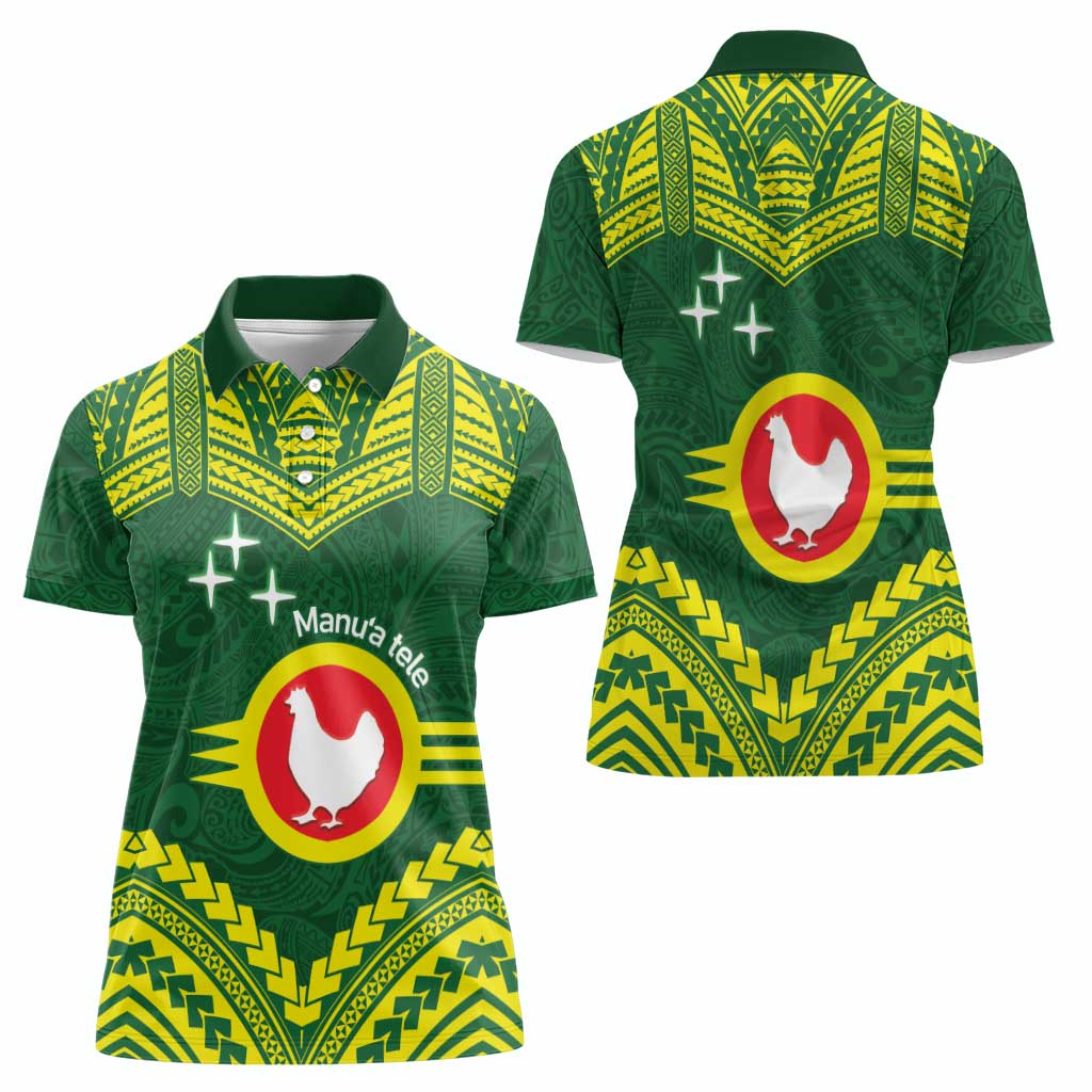 Manu'a Flag Day Women Polo Shirt Polynesian Pattern National Color Proud LT14 - Polynesian Pride