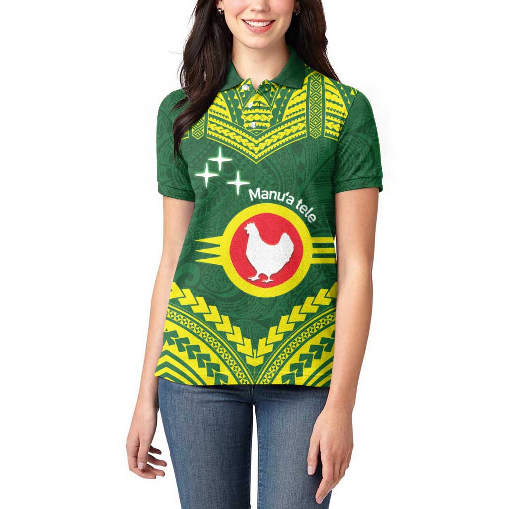 Manu'a Flag Day Women Polo Shirt Polynesian Pattern National Color Proud LT14 - Polynesian Pride