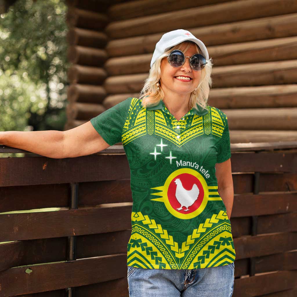 Manu'a Flag Day Women Polo Shirt Polynesian Pattern National Color Proud LT14 - Polynesian Pride