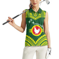 Manu'a Flag Day Women Sleeveless Polo Shirt Polynesian Pattern National Color Proud