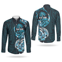 Asut Guam Chamorro Couples Matching Long Sleeve Bodycon Dress and Long Sleeve Button Shirt Guahan Seal Tattoo LT14 - Polynesian Pride