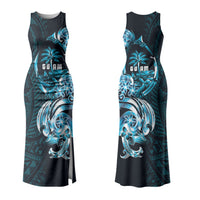 Asut Guam Chamorro Family Matching Tank Maxi Dress and Hawaiian Shirt Guahan Seal Tattoo LT14 Mom's Dress Blue - Polynesian Pride